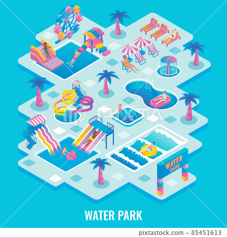 Water park concept vector flat isometric illustration Water park concept vector flat isometric illustration 85451613