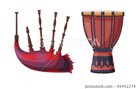 Drum and Bagpipes as Musical Instrument Vector Set 85452274