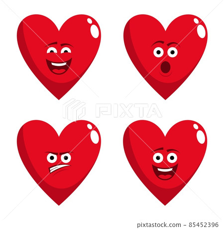 Cartoon heart character with face and emotions 85452396