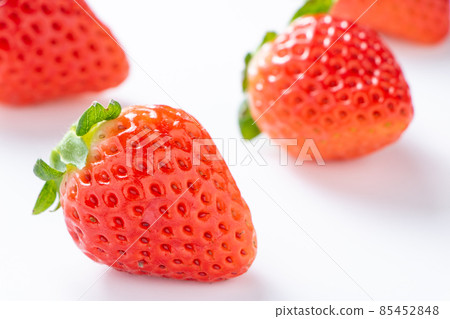Strawberries (Sagahonoka). (White background) Strawberries (Sagahonoka). (White background) 85452848