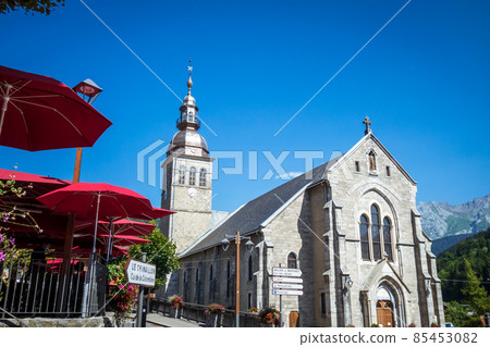 Church in the Village of the Grand Bornand, France Church in the Village of the Grand Bornand, France 85453082