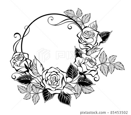 Monogram with outline roses Monogram with outline roses 85453502