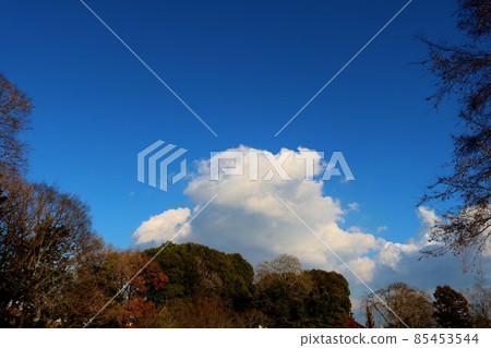 冬日的白雲,清新的藍天風景 冬日的白雲,清新的藍天風景 85453544