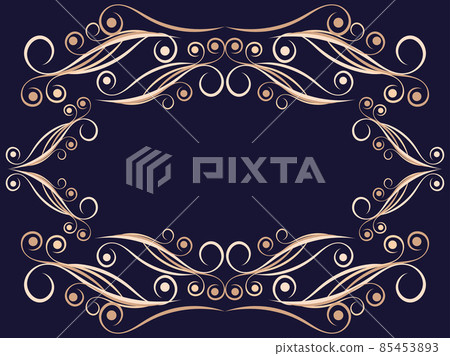 Art deco frame with swirls. Art Nouveau linear border. Design a template for invitations, leaflets and greeting cards. Geometric golden frame. The style of the 1920s - 1930s. Vector illustration Art deco frame with swirls. Art Nouveau linear border. Design a template for invitations, leaflets and greeting cards. Geometric golden frame. The style of the 1920s - 1930s. Vector illustration 85453893