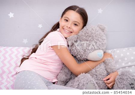 My best friend. Favorite toy. Pure love concept. Girl child My best friend. Favorite toy. Pure love concept. Girl child 85454034