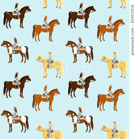Vector seamless pattern of cowboy girl ride horse Vector seamless pattern of cowboy girl ride horse 85455916