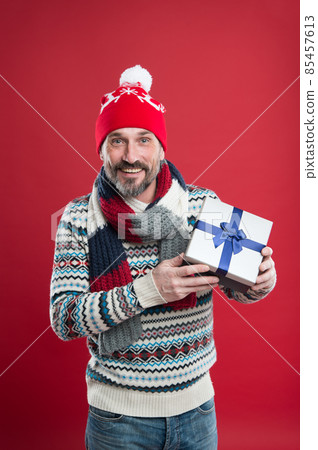 cheerful man congratulate with xmas. buy new year cheerful man congratulate with xmas. buy new year 85457613