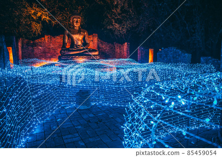 Buddhist tradition light festival in Ratchaburi, Nasatta, Thailand 85459054