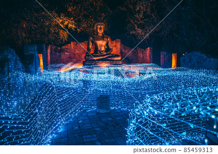 Buddhist tradition light festival in Ratchaburi, Nasatta, Thailand 85459313