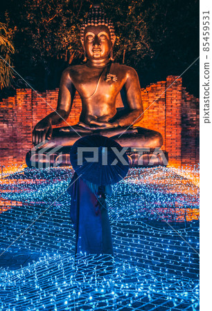 Buddhist tradition light festival in Ratchaburi, Nasatta, Thailand Buddhist tradition light festival in Ratchaburi, Nasatta, Thailand 85459531