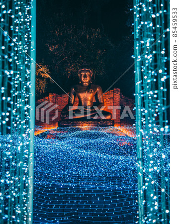 Buddhist tradition light festival in Ratchaburi, Nasatta, Thailand 85459533