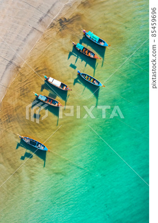 Long tail boats in Patong beach in Phuket Province, Thailand 85459696
