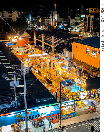 Aerial view of Bangla road in Patong beach in Phuket Province, Thailand 85459866
