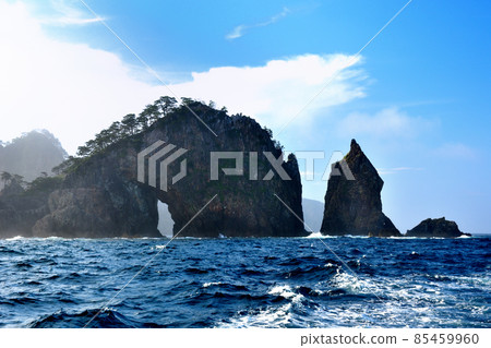 北山崎懸崖遊船,八越岬(八越角)的象徵,尖端的海蝕洞和蠟燭岩,岩手縣東北,田畑村(4) 北山崎懸崖遊船,八越岬(八越角)的象徵,尖端的海蝕洞和蠟燭岩,岩手縣東北,田畑村(4) 85459960