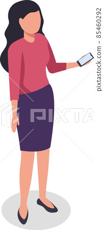 Cartoon woman with smartphone in hand isolated 85460292