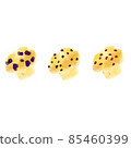 Blueberries, chocolate chips, cranberry muffins 85460399