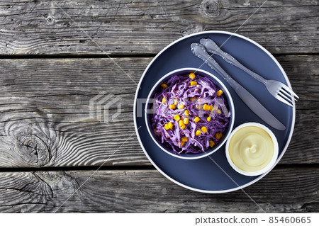 red cabbage corn salad with mayonnaise dressing 85460665