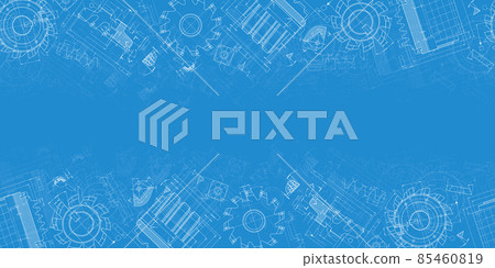 Mechanical engineering drawings on blue background. Cutting tools, milling cutter. Technical Design. Cover. Blueprint. Horizontal seamless pattern. Vector illustration. Mechanical engineering drawings on blue background. Cutting tools, milling cutter. Technical Design. Cover. Blueprint. Horizontal seamless pattern. Vector illustration. 85460819