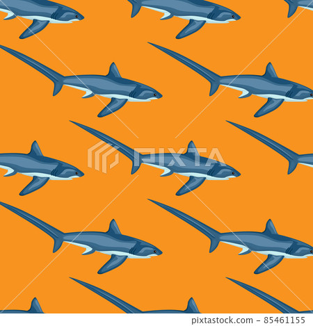 Thresher shark seamless pattern in scandinavian style. Marine animals background. Vector illustration for children funny textile. Thresher shark seamless pattern in scandinavian style. Marine animals background. Vector illustration for children funny textile. 85461155