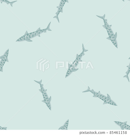 Leopard shark seamless pattern in scandinavian style. Marine animals background. Vector illustration for children funny textile. Leopard shark seamless pattern in scandinavian style. Marine animals background. Vector illustration for children funny textile. 85461158