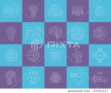 Artificial intelligence and machine learning line icon Artificial intelligence and machine learning line icon 85463221