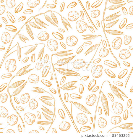 Oat seed, flakes seamless pattern Organic farm eat Oat seed, flakes seamless pattern Organic farm eat 85463295