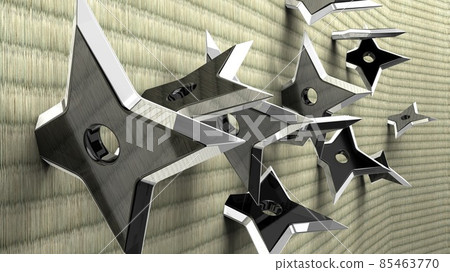 Shuriken --Ninja ’s throwing stars on Tatami backgr 85463770