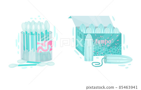 Cotton Bud and Tampon for Monthly Period Vector Set Cotton Bud and Tampon for Monthly Period Vector Set 85463941