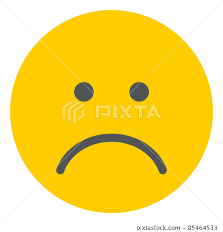 Sad emoticon. Unhappy face icon. Yellow flat emoji 85464513