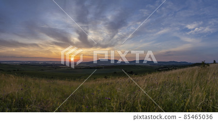 Sunrise in vineyards under Palava, Southern Moravia, Czech Republic Sunrise in vineyards under Palava, Southern Moravia, Czech Republic 85465036
