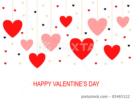 Valentines day greeting card with hanging hearts - Stock Illustration ...