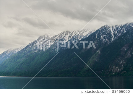 Beautiful panoramic view at Kucherla mountain lake and mountain range. Belukha national park, Altai republic, Siberia, Russia. Beautiful panoramic view at Kucherla mountain lake and mountain range. Belukha national park, Altai republic, Siberia, Russia. 85466060