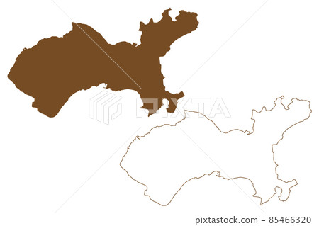 Governador island (Federative Republic of Brazil, Rio de Janeiro, South and Latin America, Guanabara Bay) map vector illustration, scribble sketch Ilha do Governador or Governor's map 85466320