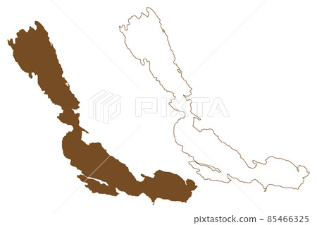 Ekero island (Kingdom of Sweden) map vector illustration, scribble sketch Ekero map 85466325