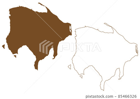 Djerba island (Republic of Tunisia, Gulf of Gabes) map vector illustration, scribble sketch Jerbavor Jarbah map 85466326