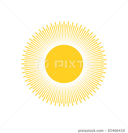 Yellow Sun burst icon or logo. Modern simple flat sunlight, sign. Business, internet concept. Trendy vector summer symbol. Logo Vector illustration isolated on white background. 85466410