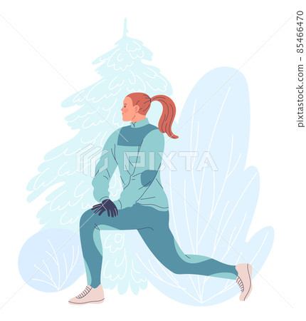 A woman working outdoors in the winter 85466470