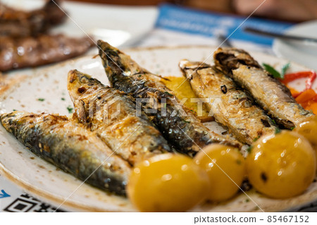 Portuguese Cuisine Grilled sardine with salt Sardine 85467152