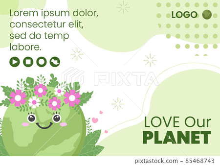 Save Planet Earth Brochure Template Flat Design Environment With Eco Friendly Editable Illustration Square Background to Social Media or Greeting Card 85468743