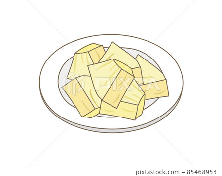Pine cut into bite-sized pieces on a plate 85468953