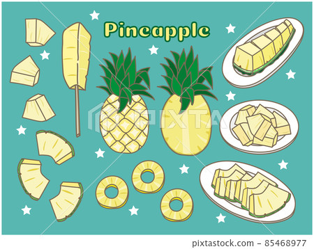 Cute illustration set of pineapples in various ways 85468977