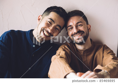 Smiley homosexual couple, LGBTQ, friendship image 85469895
