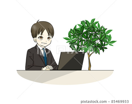 一個穿著西裝使用筆記本電腦的男人 一個穿著西裝使用筆記本電腦的男人 85469933
