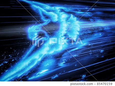 Illustration of a phoenix flapping in the night sky 85470159