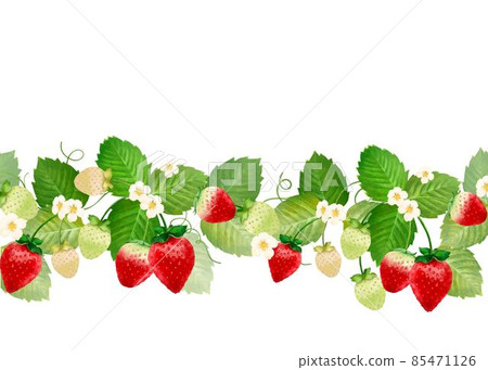 Cute watercolor style frame vector illustration material of strawberry and leaf 85471126