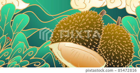 手绘卡通热带水果榴莲插画设计 85472816