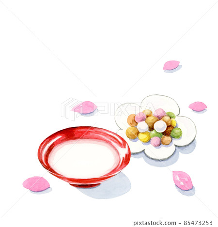 Amazake and hina-arare [手繪水彩] 85473253