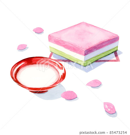 甘酒和菱麻糬【手繪水彩】 85473254