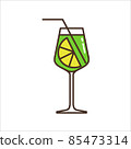Colored icon of glass with alcoholic cocktail. Icon for the bar menu. Vector illustration. 85473314