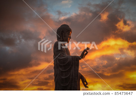 Ushiku Buddha dyed in the sunrise in Ami Town, Ibaraki Prefecture 85473647